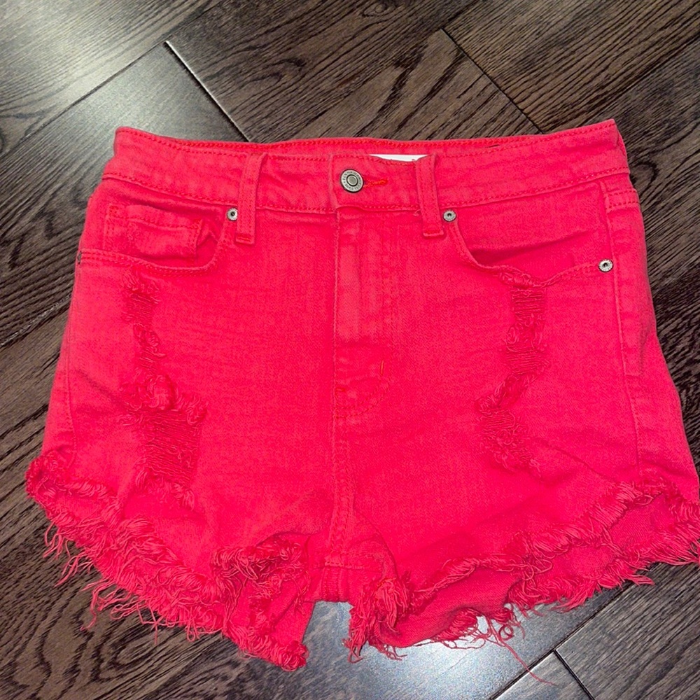 Red Jean Shorts